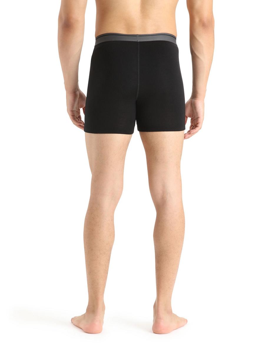 Black Men's Icebreaker Merino Anatomica Boxers Underwear | USA 1317NWYB